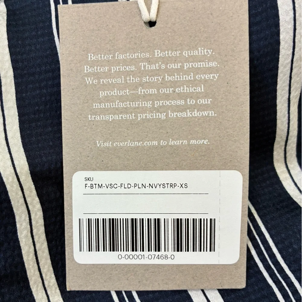 Everlane New‎ Size XS Viscose Satin Wide Leg Pull On Pant Blue White Striped